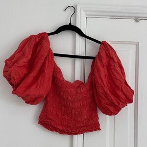 Young Fabulous & Broke Red Puff Sleeve Blouse